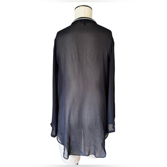 The Limited Women’s Sheer Black Tunic Blouse Long Sleeve Chain Detail Sz M - Picture 2 of 12